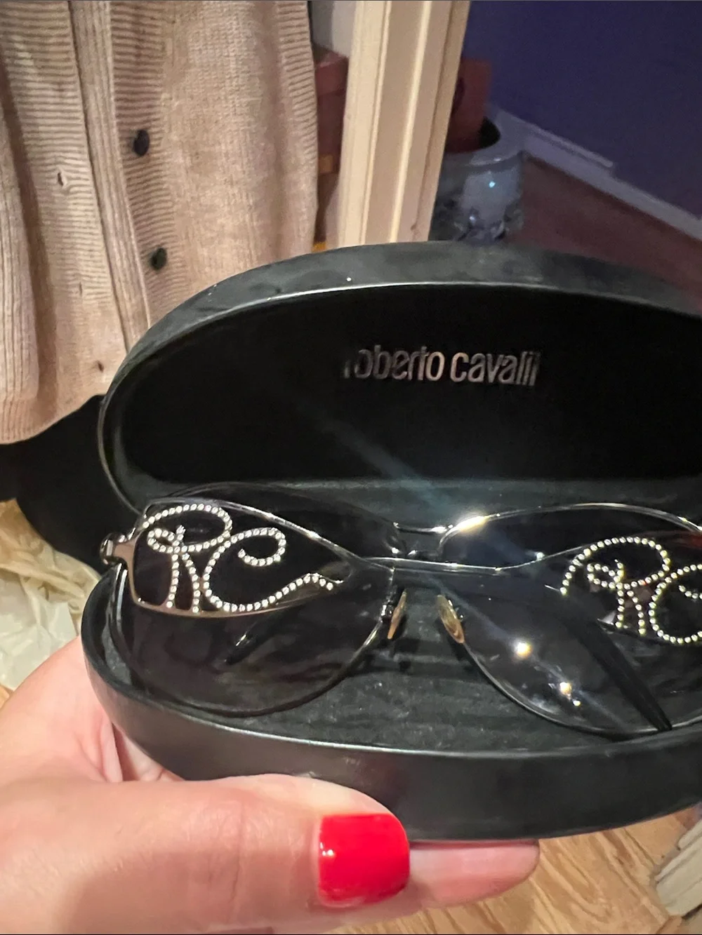 Roberto Cavalli Black Aviator Sunglasses with Smoke Lenses